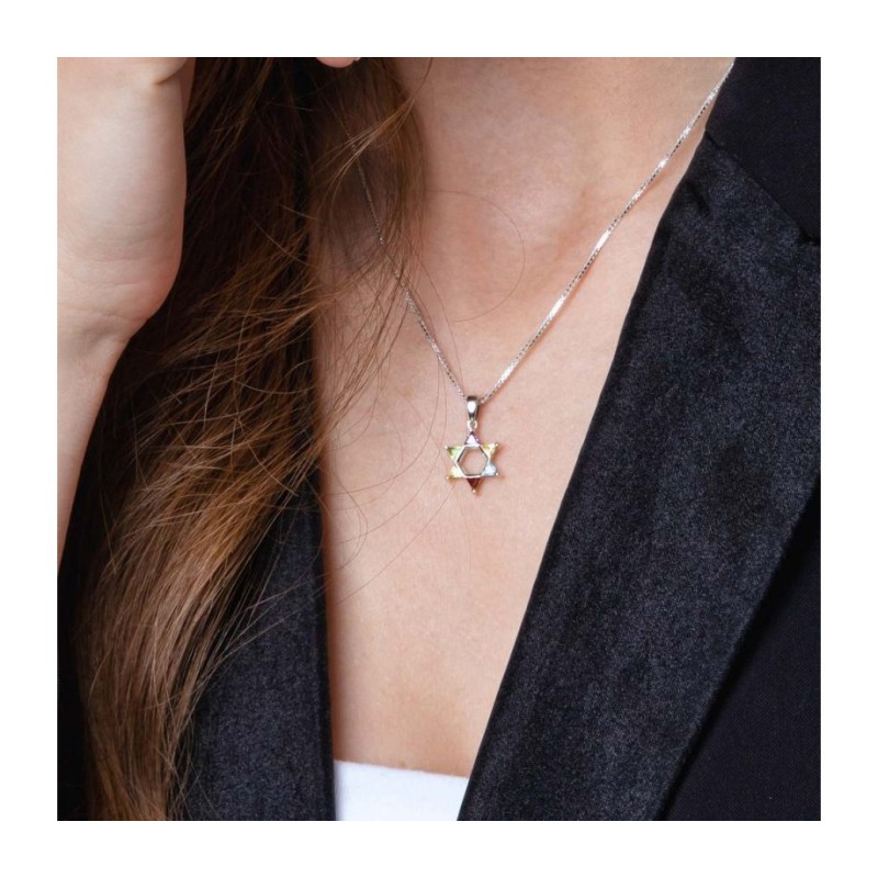 שרשרת כסף סטרלינג תליון מגן דוד עם... | תליון יהודי